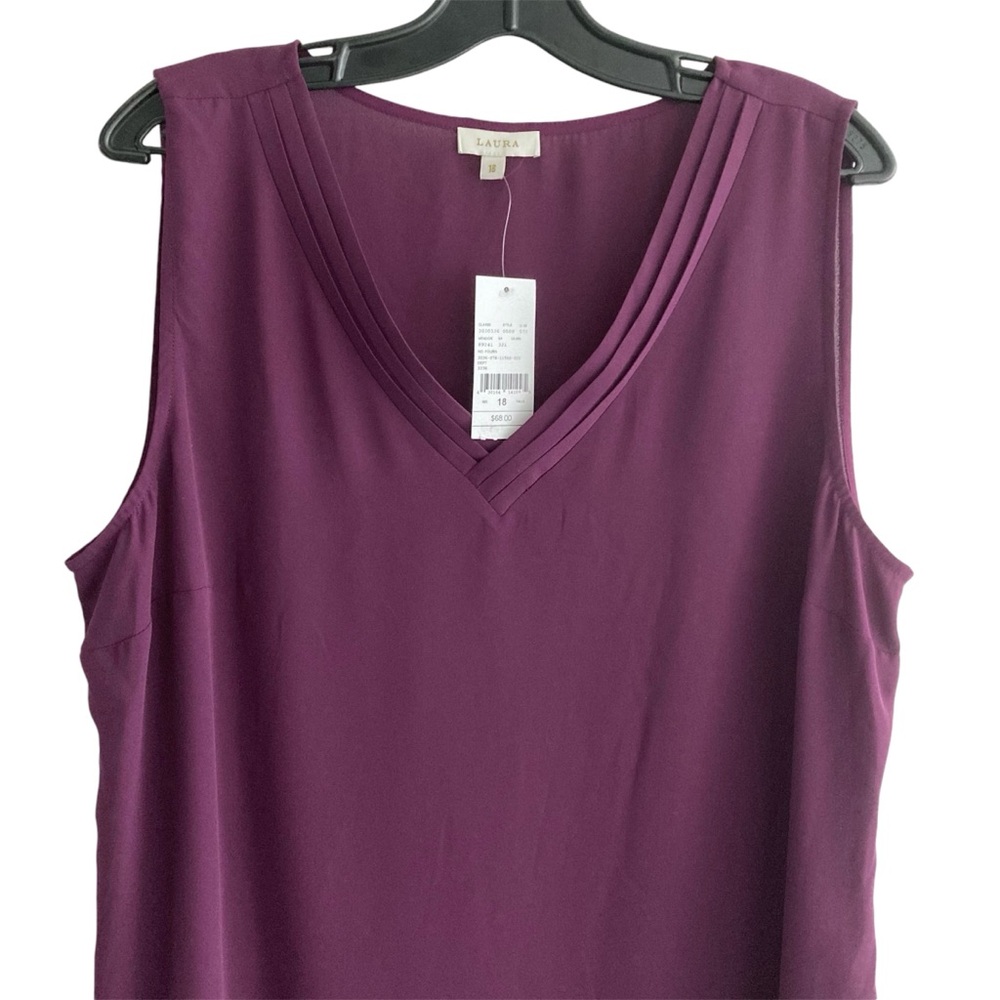 Laura Sheer Plum Sleeveless Top Size 18 - Picture 2 of 10